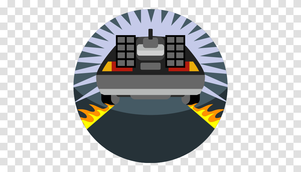 Back To The Future Car Delorean Fast Fire Vehicle Icon, Metropolis, City, Urban, Building Transparent Png