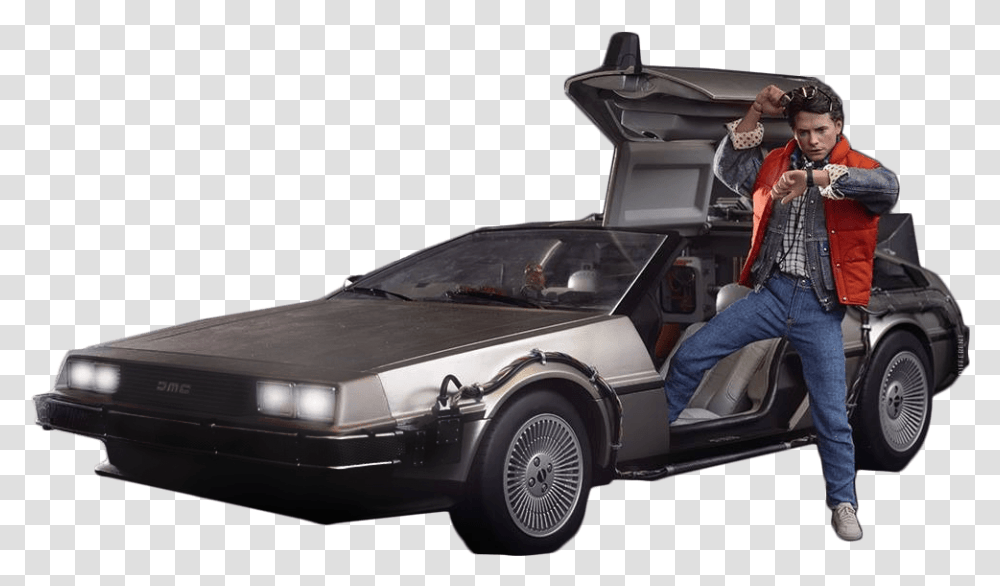 Back To The Future Car & Clipart Free Delorean Back To The Future Michael J Fox, Person, Vehicle, Transportation, Wheel Transparent Png