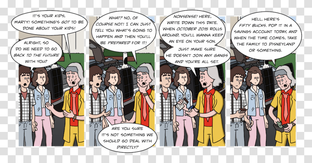 Back To The Future Sharing, Comics, Book, Person, Human Transparent Png