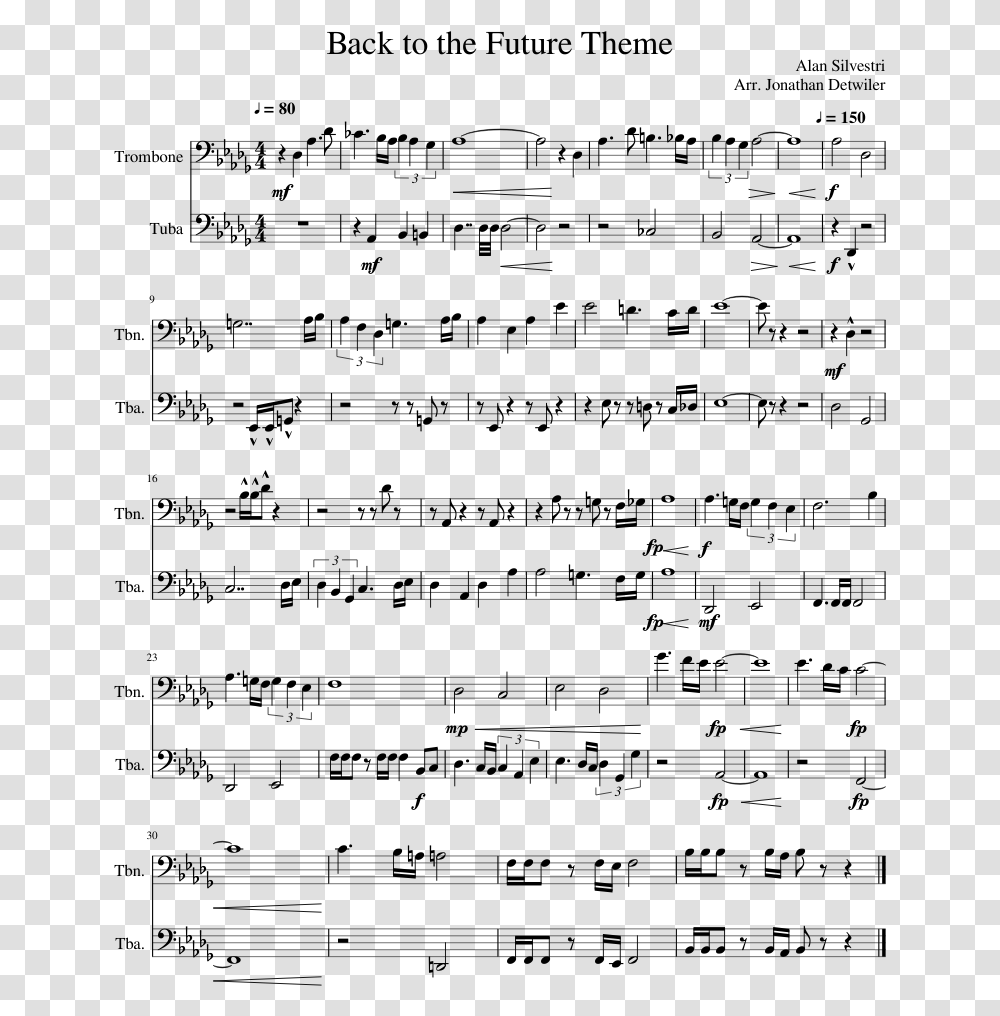 Back To The Future Theme Sheet Music Composed By Alan Rolling In The Deep Partitura, Gray, World Of Warcraft Transparent Png