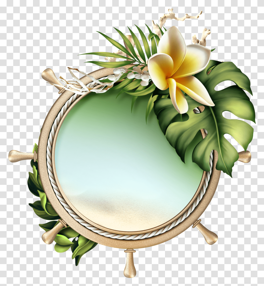 Back To Tropics Framed Wallpaper Flower Clipart Borders, Mirror, Plant, Blossom, Bracelet Transparent Png