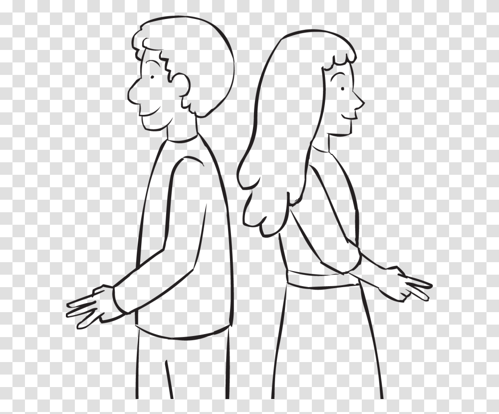 Back Two People Standing Back To Back To Each Other Back To Back Activity, Silhouette, Person, Female, Girl Transparent Png