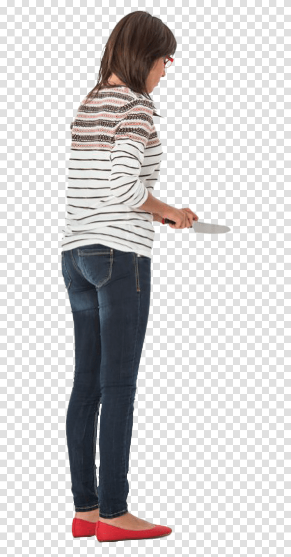 Back Woman Standing, Person, Pants, Jeans Transparent Png