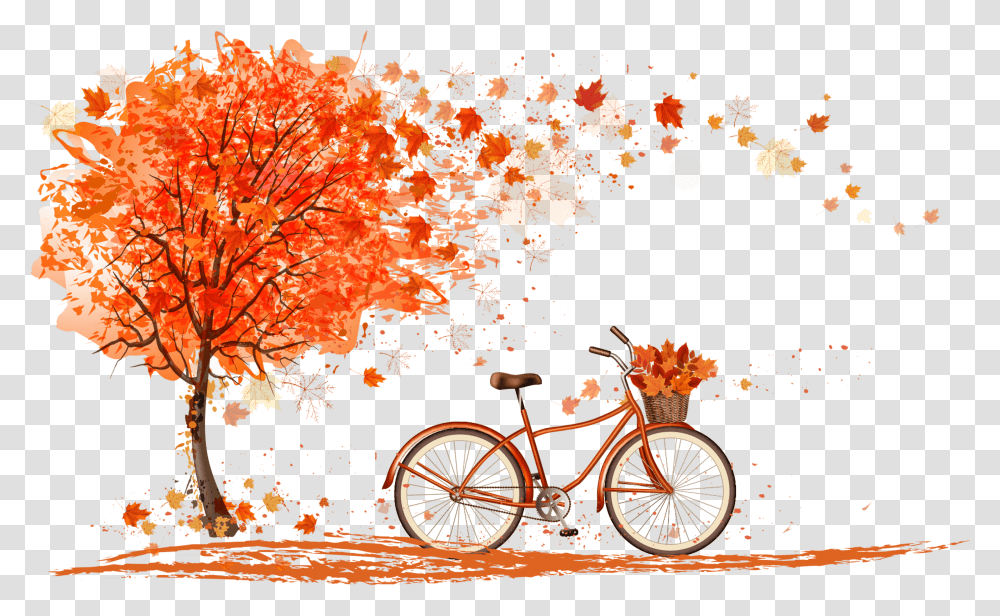 Background Autumn, Leaf, Plant, Bicycle, Vehicle Transparent Png