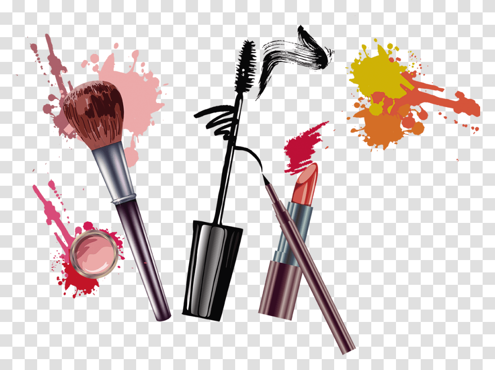 Background Beauty Make Up Tools, Cosmetics, Lipstick, Brush, Mascara Transparent Png