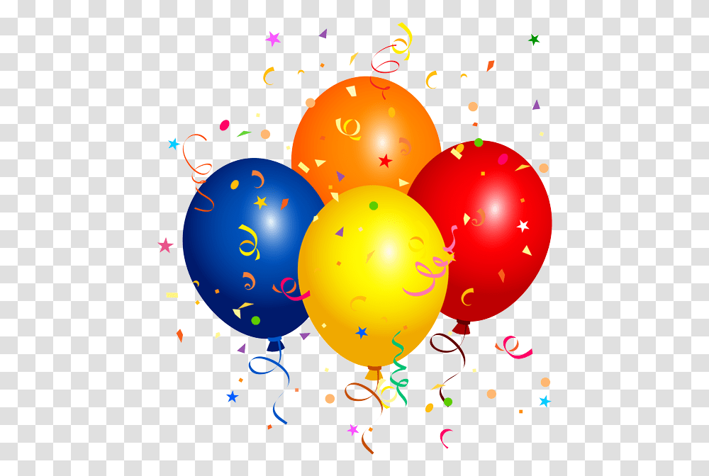 Background Birthday Balloons, Paper, Confetti Transparent Png