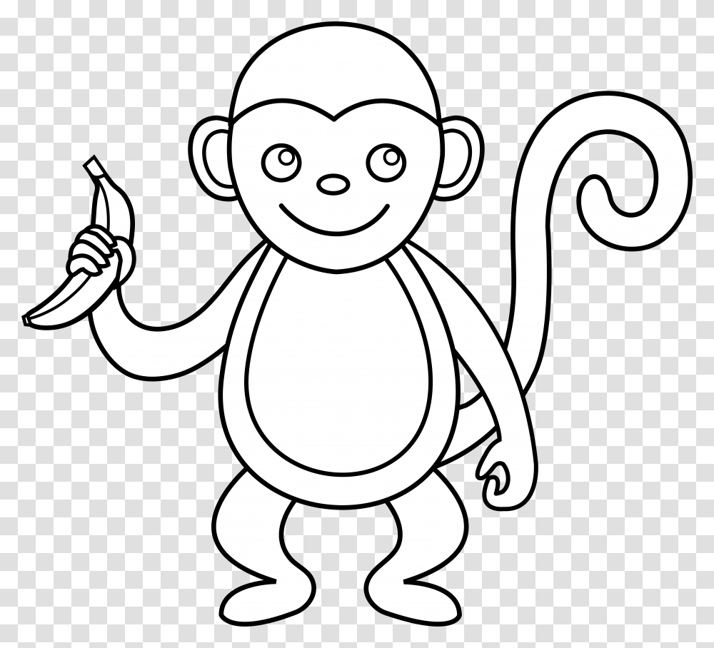 Background Black And White Monkey Clipart Outline Of A Monkey, Modern Art, Stencil Transparent Png