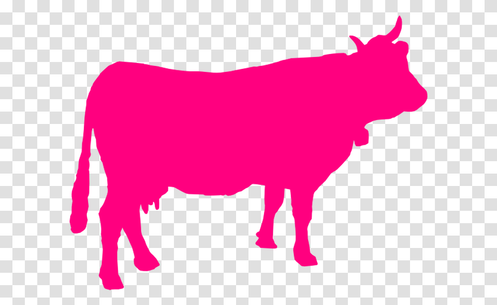 Background Clipart Pink Cow Silhouette, Bull, Mammal, Animal, Cattle Transparent Png