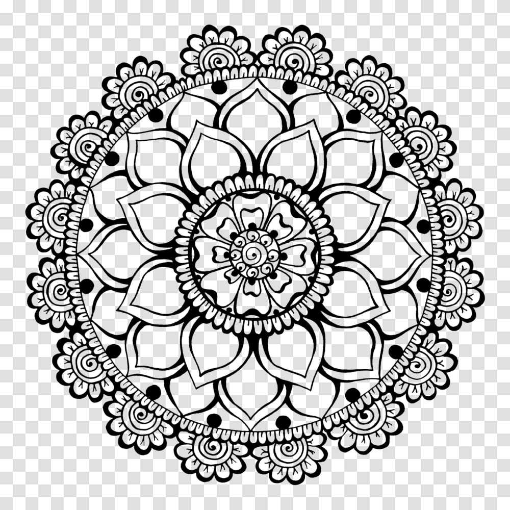 Background Designs Black And White Flowers Clipart, Ornament, Pattern, Fractal, Rug Transparent Png