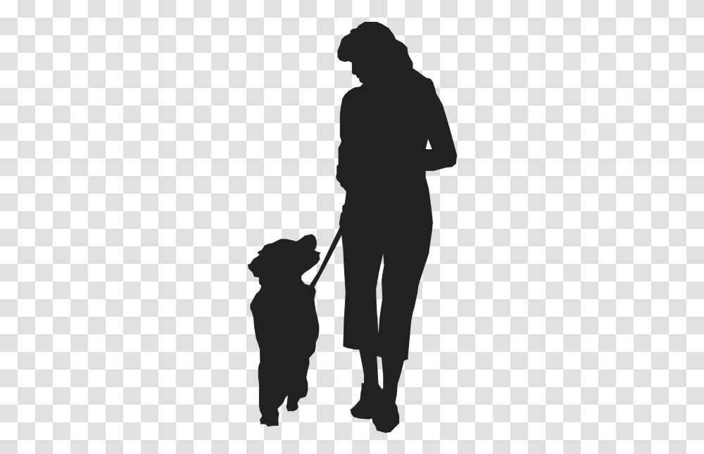 Background Dog Walker Silhouette, Person, Standing, Kneeling, Photography Transparent Png
