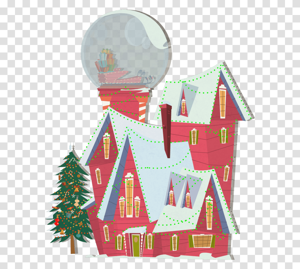 Background Exterior Santa House Winter Globe House Clip Art Santas House, Tree, Plant, Poster Transparent Png