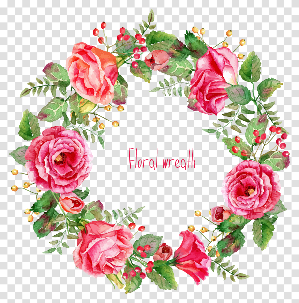 Background Flower Art Design, Wreath, Rose, Plant, Blossom Transparent Png