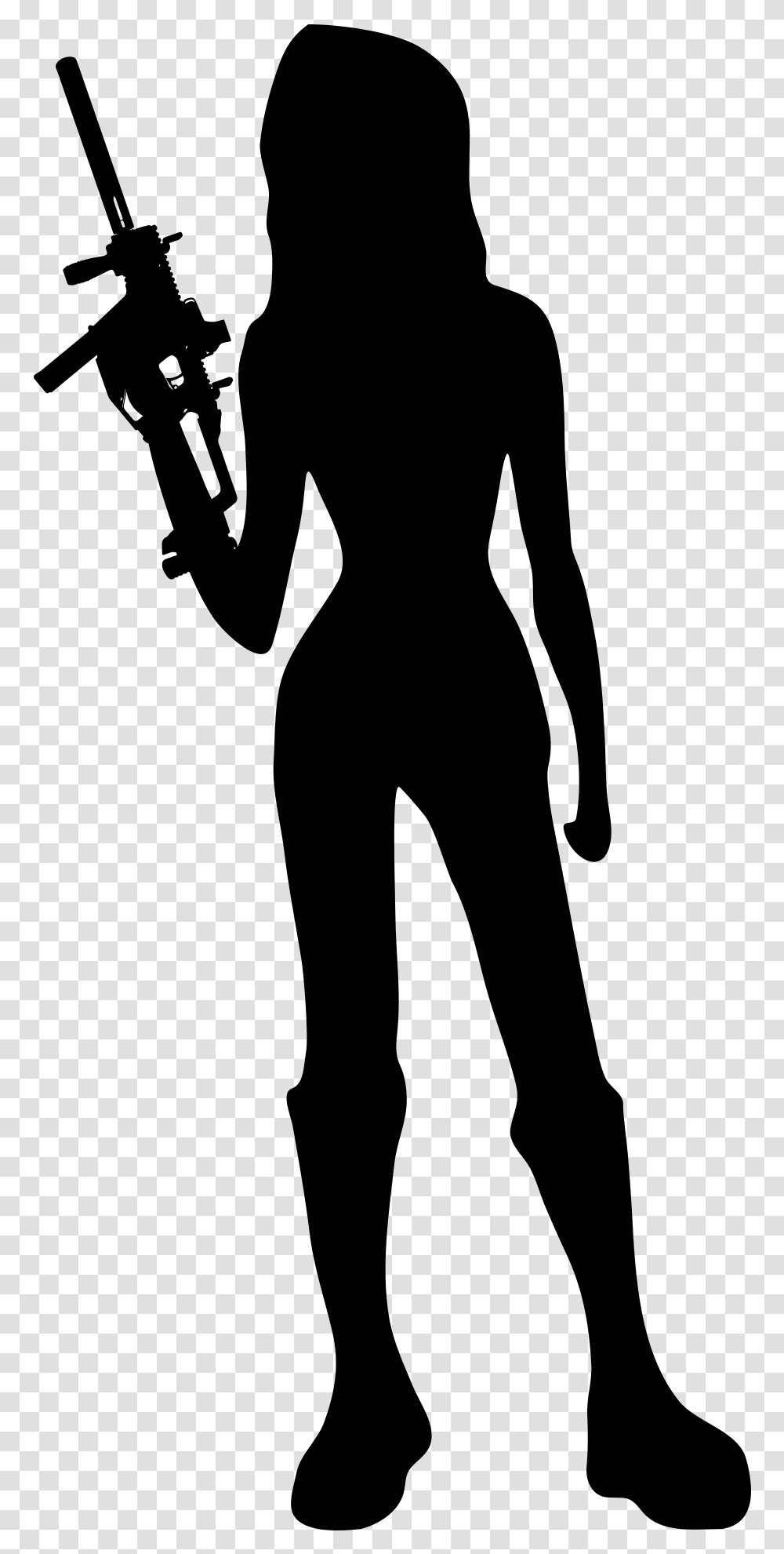 Background Girl With Gun Silhouette, Gray, World Of Warcraft Transparent Png