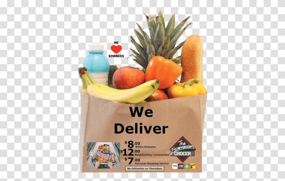 Background Grocery Bag With Food, Plant, Banana, Fruit, Pineapple Transparent Png