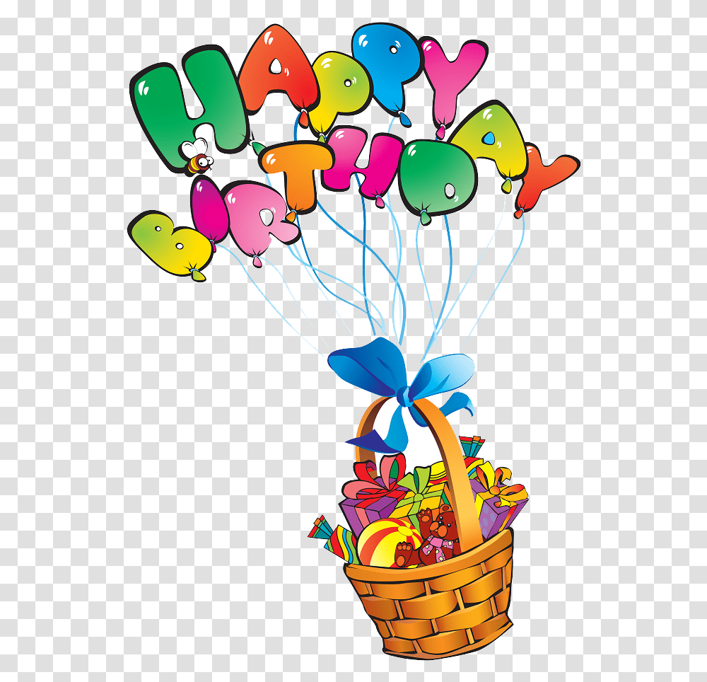 Background Happy Birthday Balloon, Basket, Paper Transparent Png