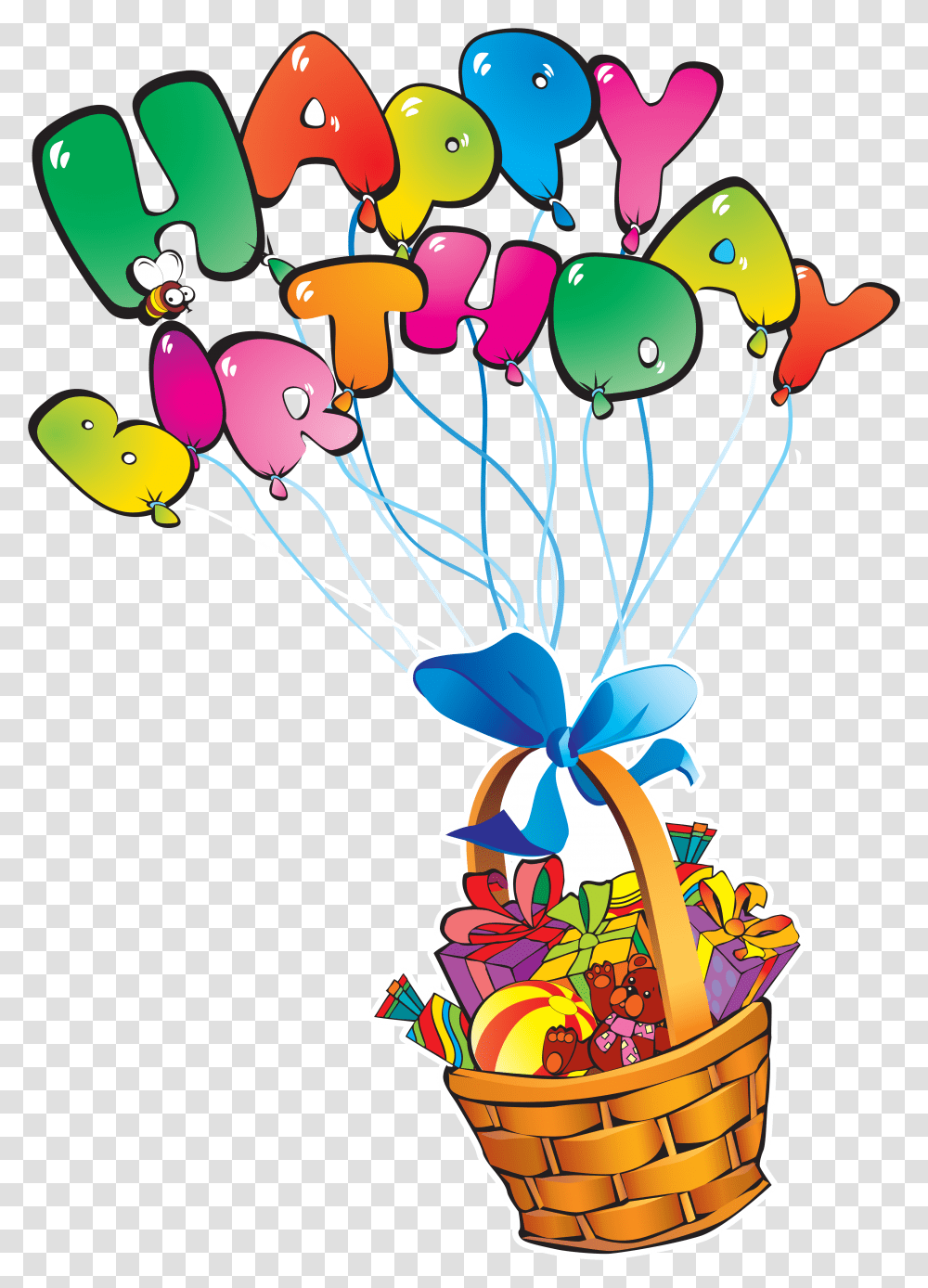 Background Happy Birthday Balloon, Basket, Gift Transparent Png