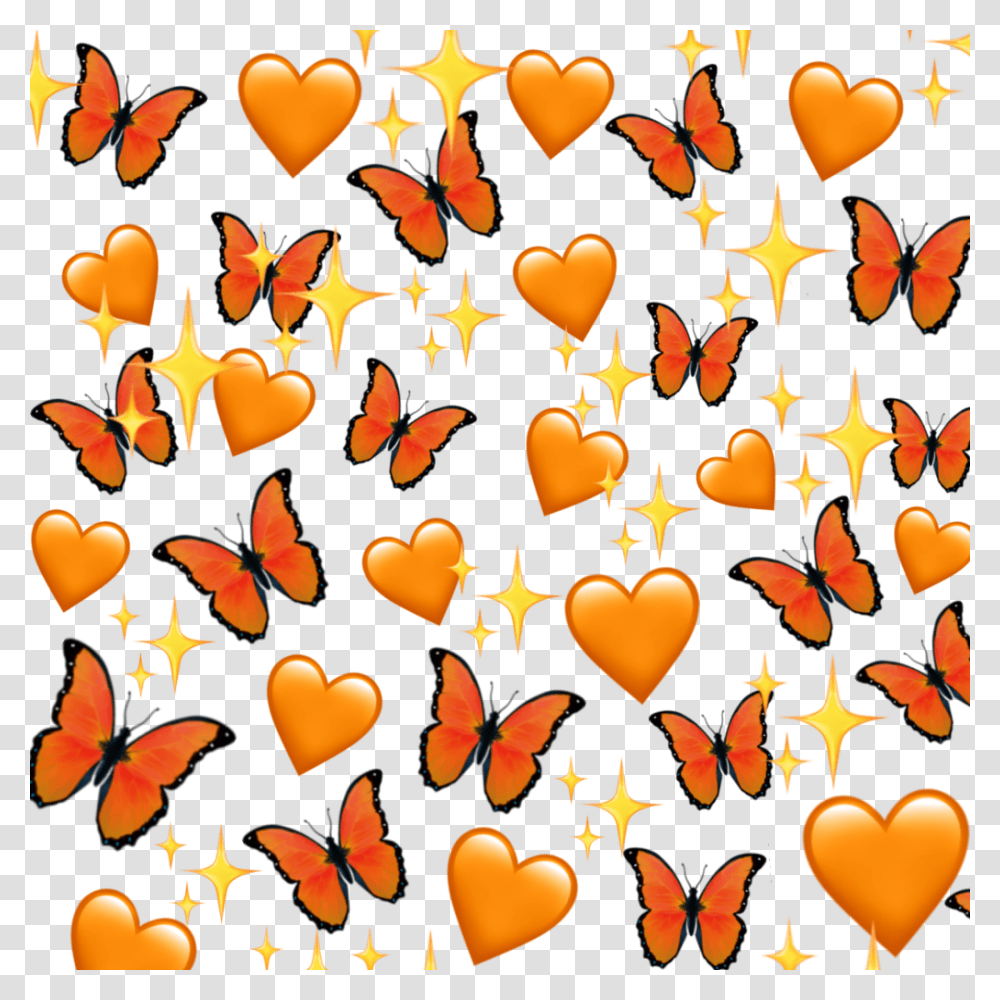 Background Hearts Orangeheart Butterfly Emoji, Balloon, Hot Air Balloon, Aircraft, Vehicle Transparent Png