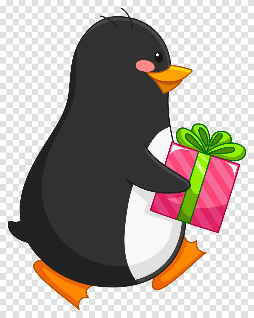 Background Penguin Penguin With Gift Clipart, Animal, Bird Transparent Png