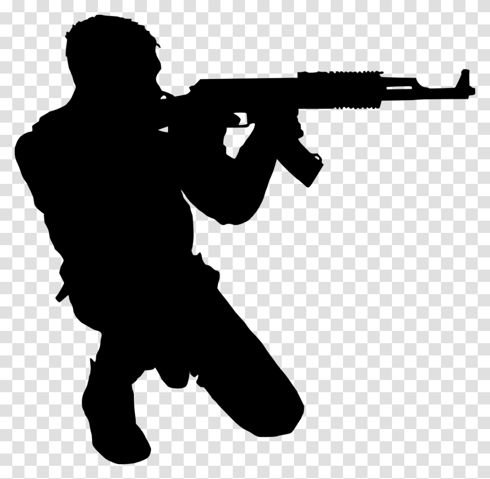 Background Soldier Silhouette, Person, Human, Gun, Weapon Transparent Png