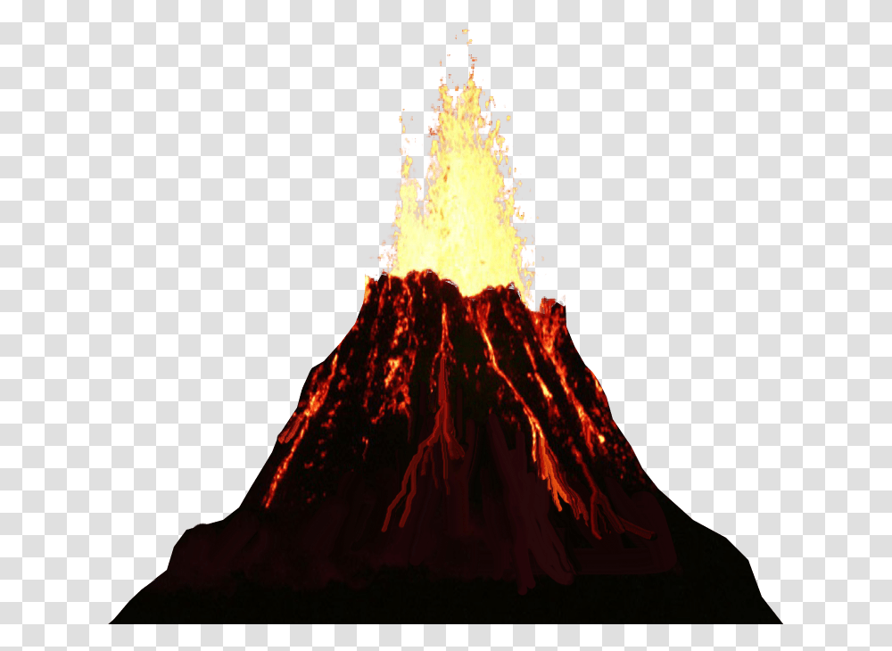 Background Volcano Eruption Clipart, Mountain, Outdoors, Nature, Bonfire Transparent Png