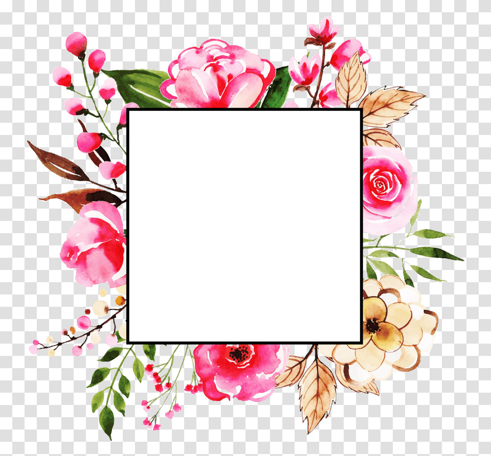 Background Watercolor Floral Pink Frame, Floral Design, Pattern Transparent Png