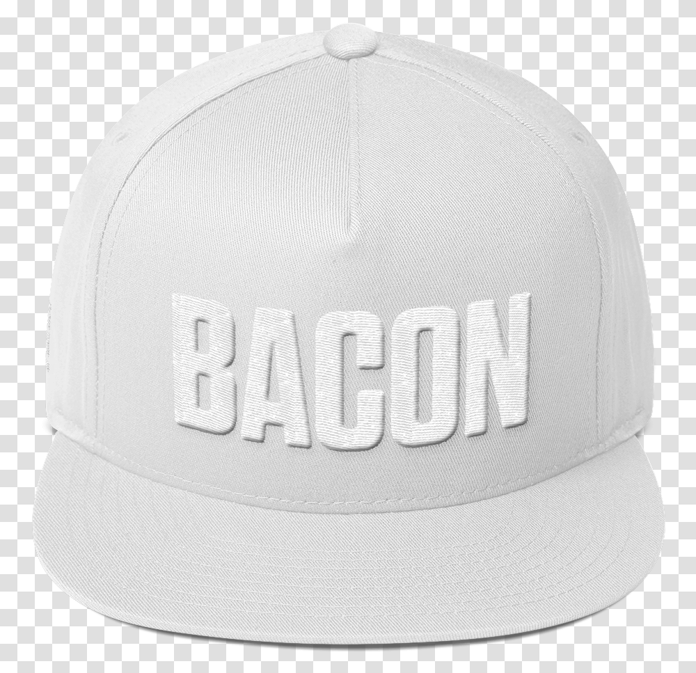 Bacon Embroidered Flat Bill Hat White Shop Bacon Bacon Baseball Cap, Clothing, Apparel Transparent Png