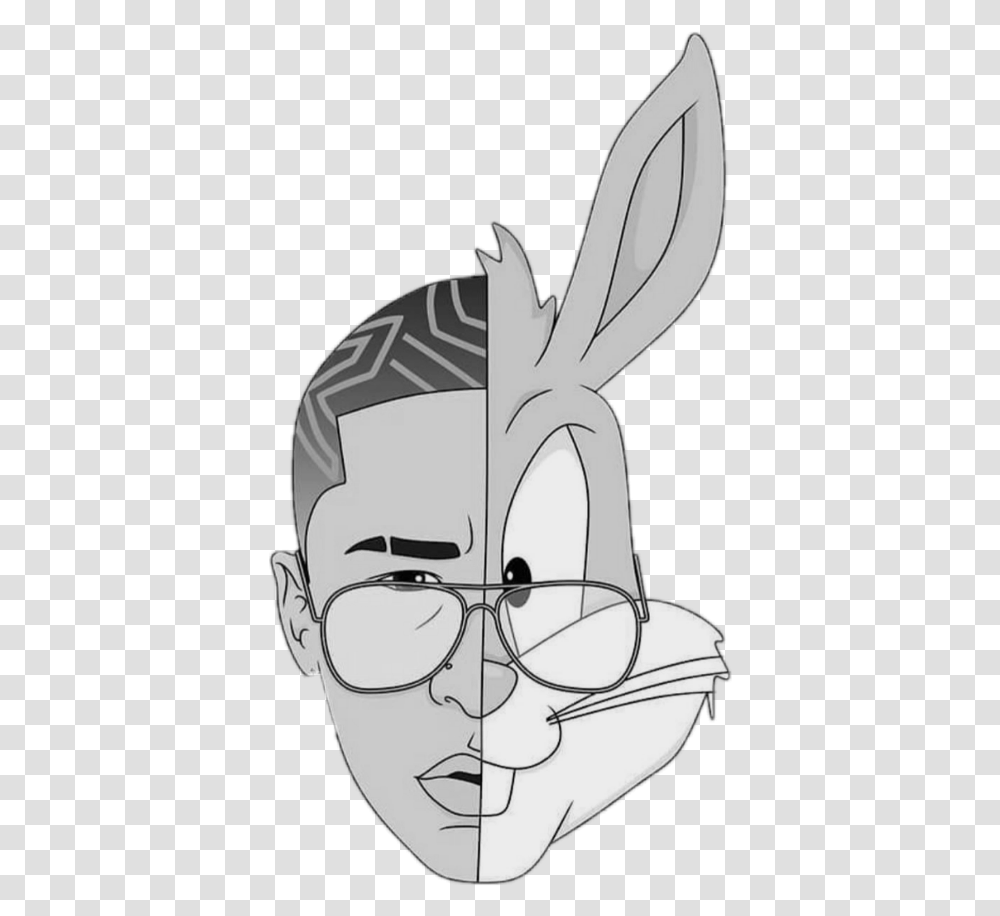Bad Bunny Illustration, Face, Drawing, Sketch Transparent Png