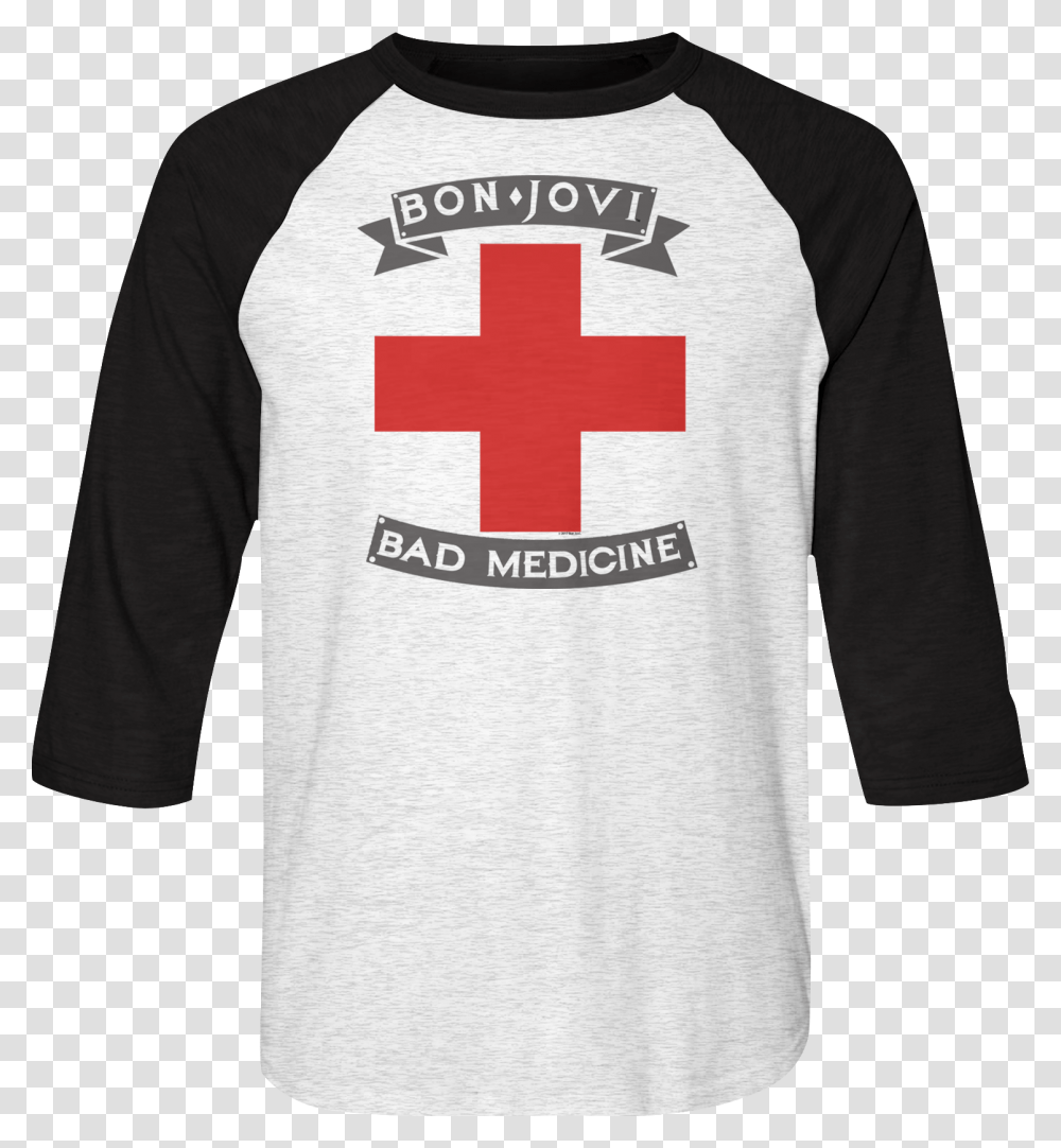 Bad Medicine Bon Jovi Raglan Baseball Shirt Bon Jovi Bad Medicine T Shirt, First Aid, Long Sleeve, Apparel Transparent Png
