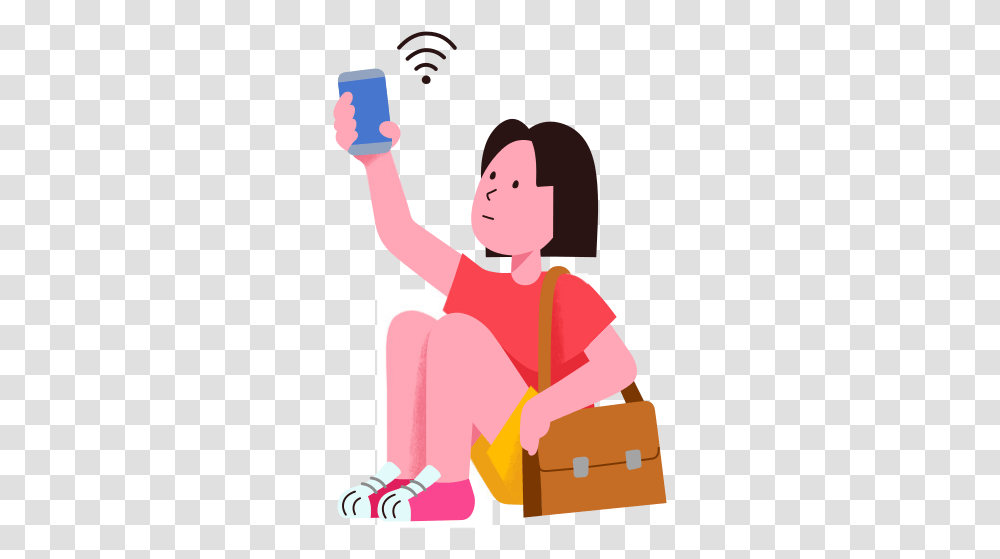 Bad Signal Phone Free Icon Of Streamlineicons Flat Smartphone, Female, Girl, Chair, Furniture Transparent Png