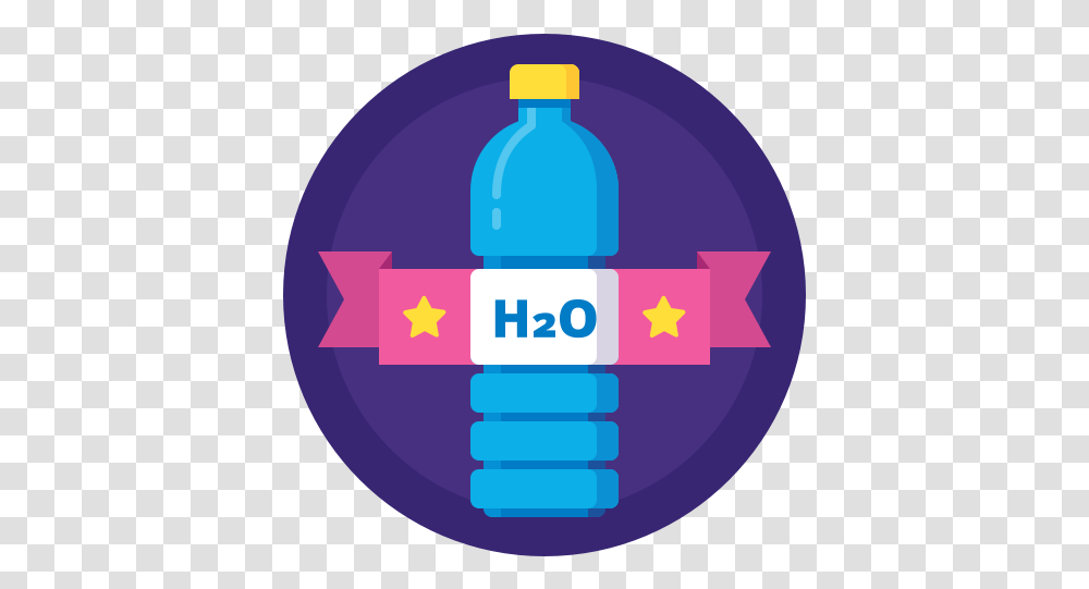 Badge Bottle Drink H2o Hydration Sport Water Icon Water Bottle Circle Icon, Beverage, Pop Bottle, Sphere, Text Transparent Png