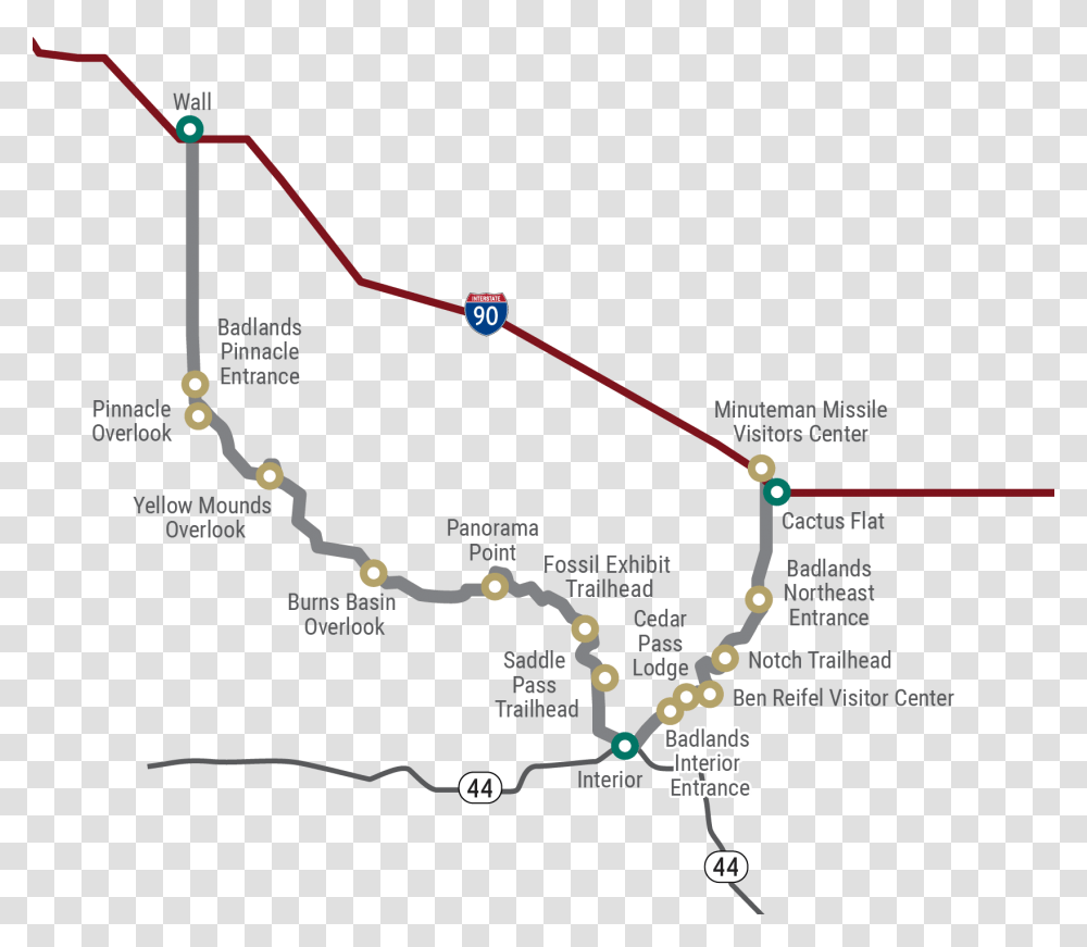 Badlands Scenic Route, Bow, Plot, Diagram, Map Transparent Png