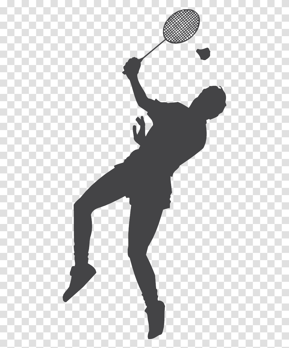 Badminton Clipart Black And White Badminton Racket Clipart, Silhouette, Person, Stencil, Light Transparent Png