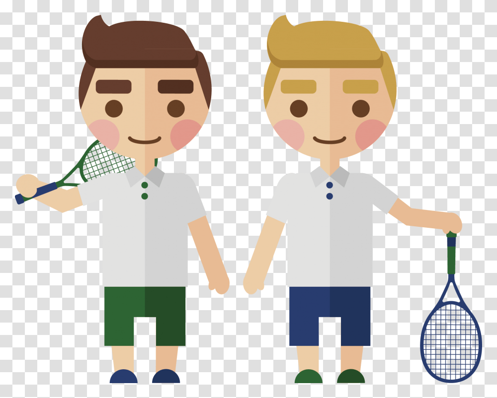 Badminton Clipart Boy Badminton Player Cartoon, Person, Standing, Tennis Racket Transparent Png