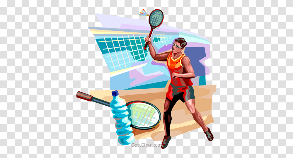 Badminton Player Royalty Free Vector Clip Art Illustration, Person, Tennis Racket, Sport, Frisbee Transparent Png