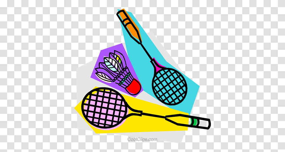Badminton Rackets And Birdie Royalty Free Vector Clip Art, Tennis Racket Transparent Png