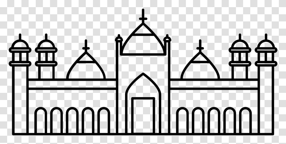 Badshahi Mosque Sketch Of Badshahi Mosque, Architecture, Building, Church, Spire Transparent Png