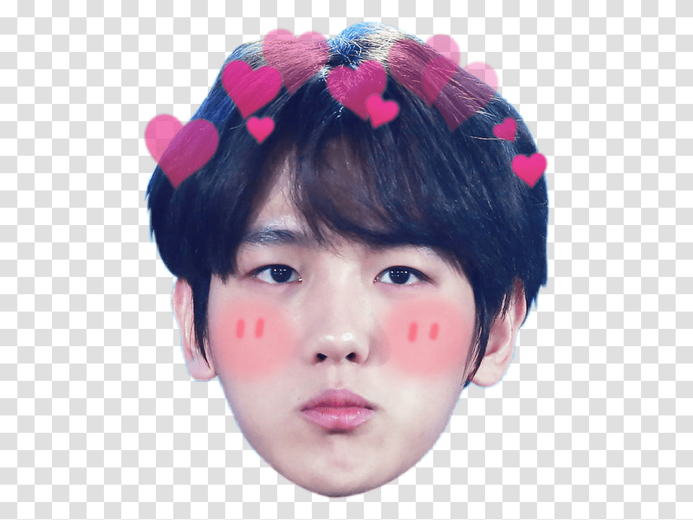 Baekhyun Exo 04 Cute Heart Face Sweet Light Love Baby Baekhyun Face Sticker, Person, Head, Portrait, Photography Transparent Png