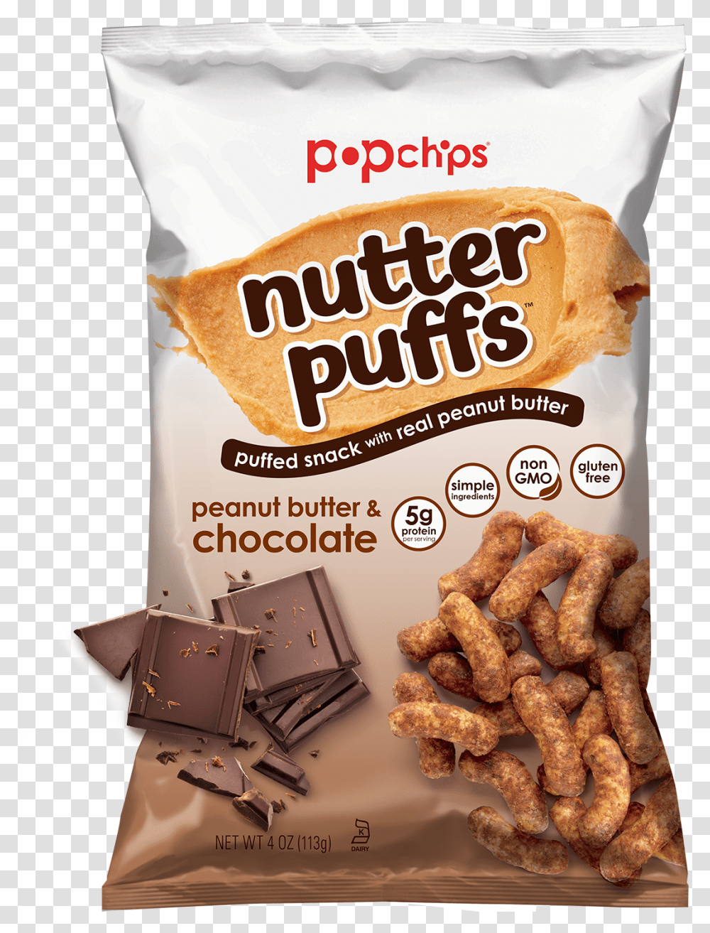 Bag Of Peanut Butter And Chocolate Nutter Puffs Popchips Peanut Butter Nutter Puffs, Food, Dessert, Fudge, Cocoa Transparent Png
