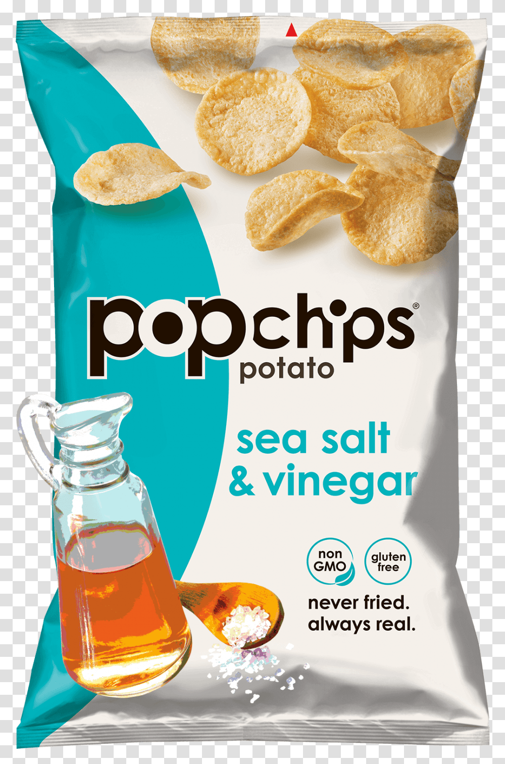 Bag Of Sea Salt And Vinegar Popchips Sea Salt Pop Chips, Bread, Food, Beverage, Drink Transparent Png
