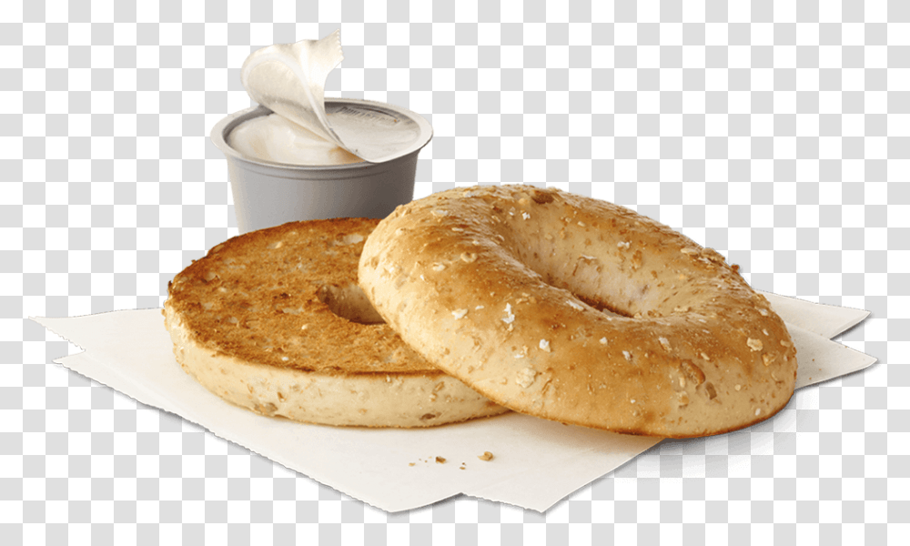 Bagel With Cream Cheese On The Side, Bread, Food, Dessert, Bun Transparent Png