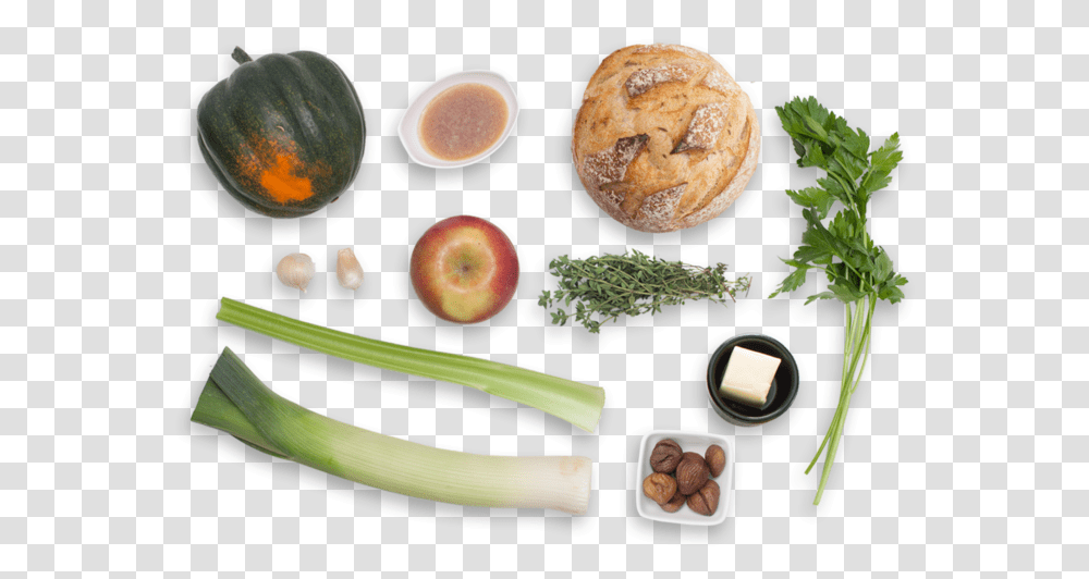 Baked Acorn Squash With Chestnut Leek & Apple Stuffing Superfood, Fruit, Plant, Bread, Bun Transparent Png