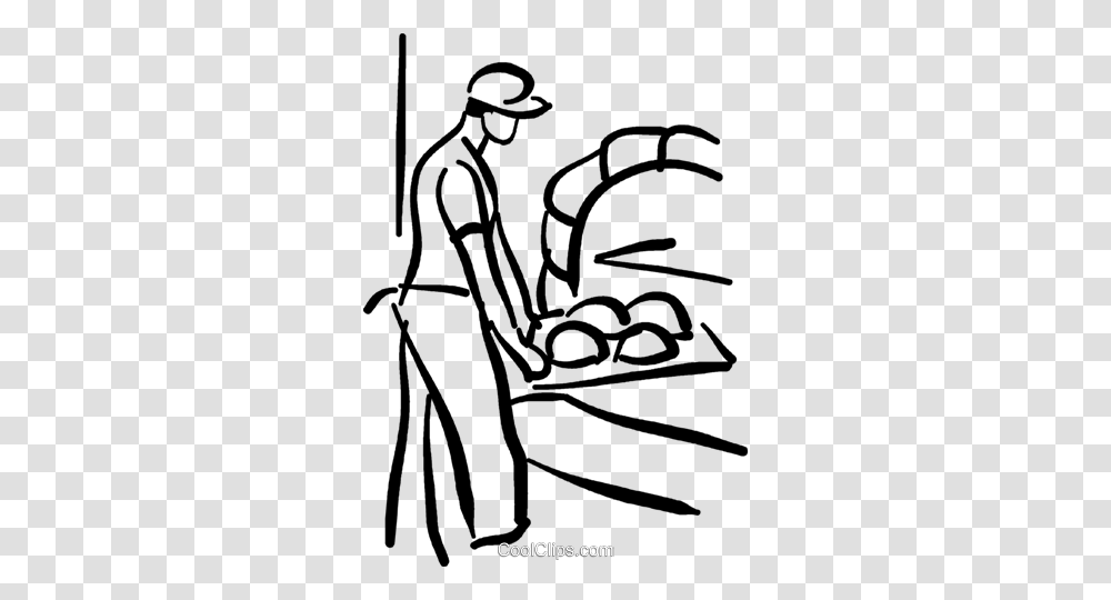 Baker Putting Bread In Oven Royalty Free Vector Clip Art, Doodle, Drawing, Spider, Leisure Activities Transparent Png