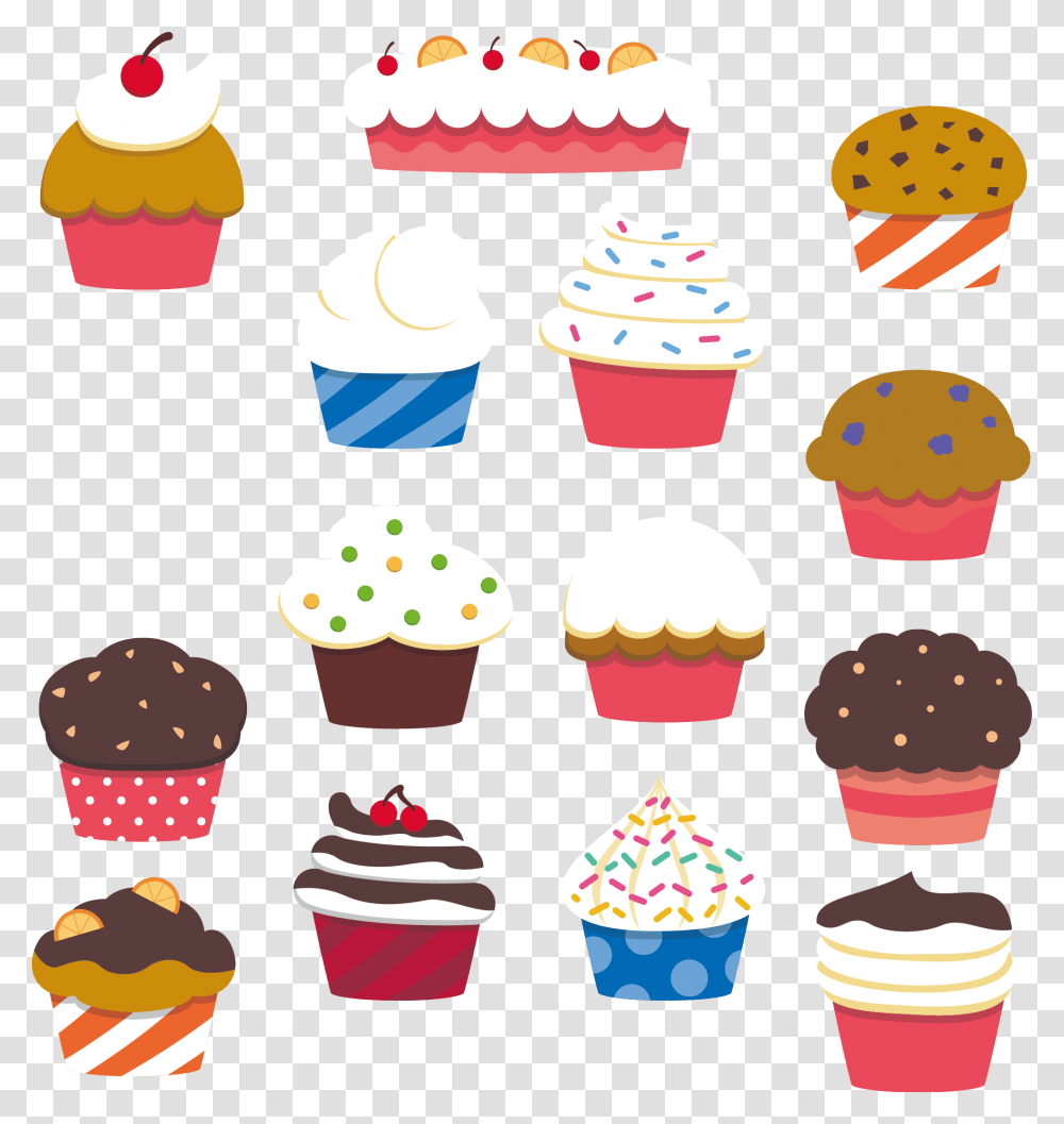 Bakery Cake Clipart Cute Cupcakes Pic Cartoon, Cream, Dessert, Food, Creme Transparent Png