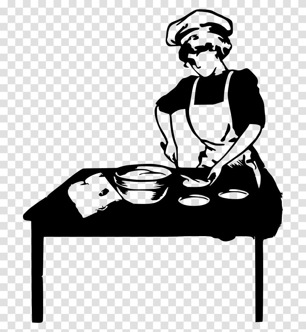 Baking Clipart Woman Cooking Clipart Black And White, Gray, World Of Warcraft Transparent Png