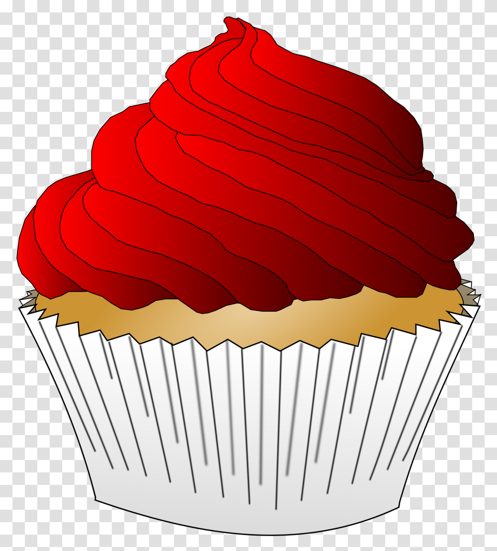 Baking Cupdessertcupcake Vanilla Cupcake With Red Frosting, Cream, Food, Creme, Icing Transparent Png