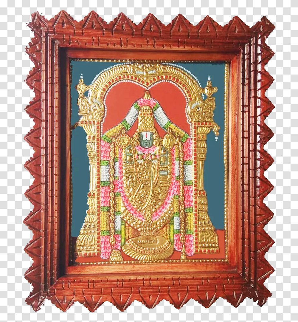 Balaji 24 Carat Gold Antique Finish Traditional Tanjore Thanjavur Painting, Worship, Pattern, Building Transparent Png
