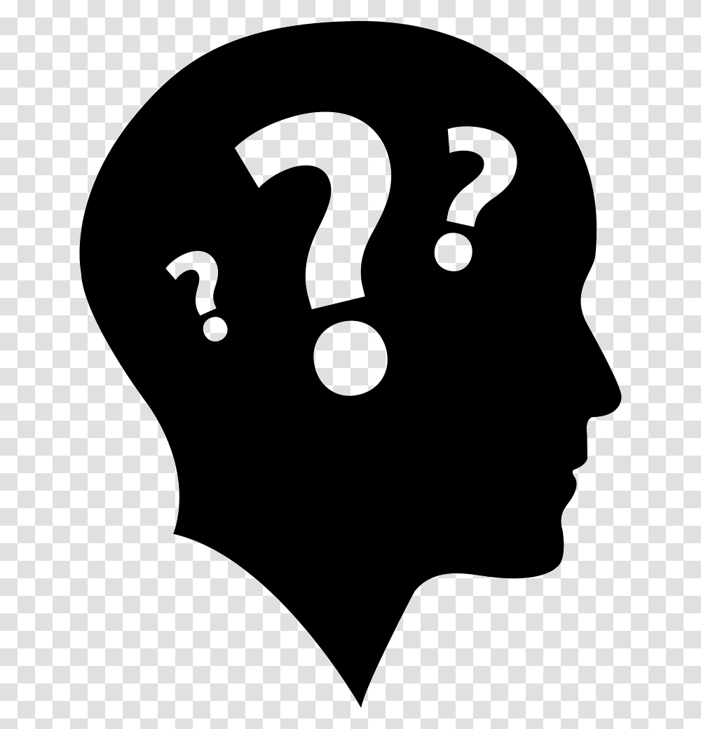 Bald Head Side View With Three Question Marks People Icon Question Mark, Stencil, Hand Transparent Png