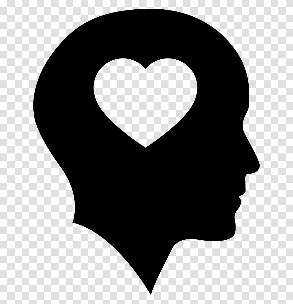 Bald Head With Heart Head With Heart Icon, Stencil, Silhouette, Face, Mustache Transparent Png
