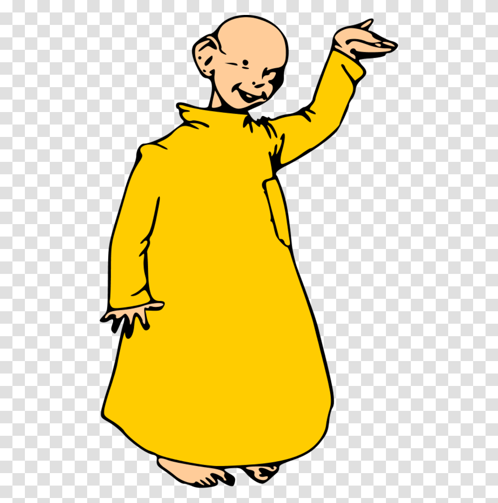Bald Kid Wearing A Turbine And Waving Yellow Kid, Coat, Raincoat, Person Transparent Png