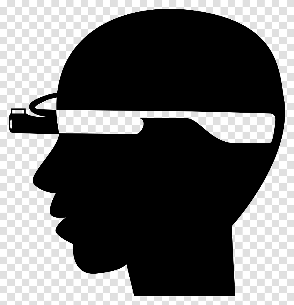 Bald Man Head Side With Google Glasses Comments Smart Glass Icon, Silhouette, Baseball Cap, Hat Transparent Png